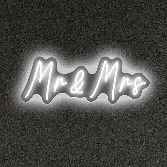 Mr and Mrs Neon Sign for Wedding Dimmable Mr Mrs Neon Signs Led Neon Sign for Party Neon Light Sign Mr & Mrs Sign for Anniversary Valentine's Day Wall Decor Gift 16.54 "X4.72"-FlexoryFit
