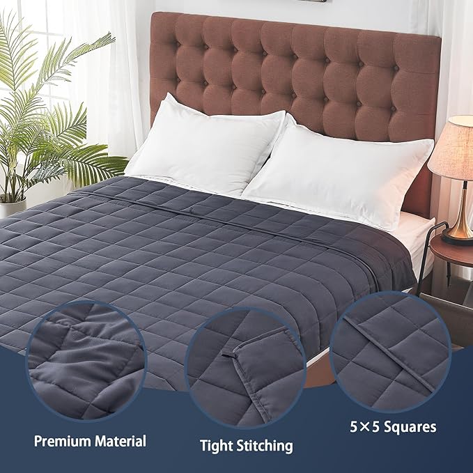 yescool Weighted Blanket for Adults (25 lbs, 88โ x 104โ, Grey) Cooling Heavy Blanket for Sleeping Perfect for 240-260 lbs, King Size Breathable Blanket with Premium Glass Bead