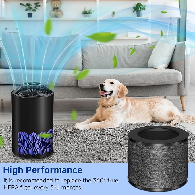TZ-K1 Replacement Filter Compatible with ToLife TZ-K1 Filter, with FreAire KN6391, with Aroeve MK01 MK06 MG01JH Filter, 3-in-1 H13 HEPA Filter 360° Rotating, Activated Carbon and Pre-filter, 2 Pack