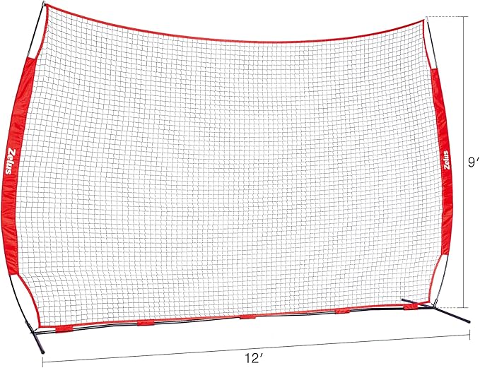 ZELUS Collapsible Barricade Backstop Net 12x9 ft, Net for Lacrosse, Baseball, Basketball, Soccer, Field Hockey and Softball Practice Barrier, Portable Hitting Net for Backyard, Park, with Carry Bag