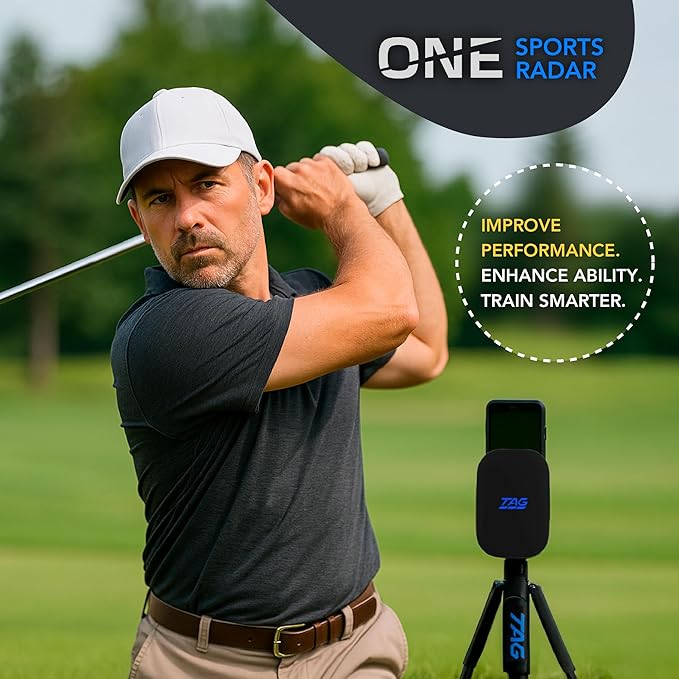 TAG One Sports Radar (120 Ft Range) – AI-Powered Radar Speed Gun with Real-Time Coaching Feedback – Bluetooth Speed Training Device for Baseball, Softball & Golf with App Integration