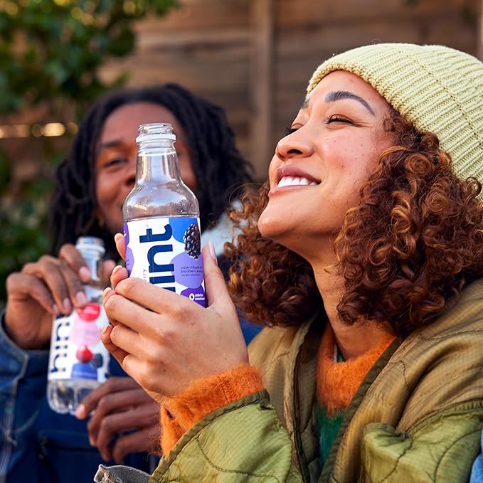 Hint Water Blackberry, Pure Water Infused with Blackberry, Zero Sugar, Zero Calories, Zero Sweeteners, Zero Preservatives, Zero Artificial Flavors, 16 Fl Oz (Pack of 12)-FlexoryFit