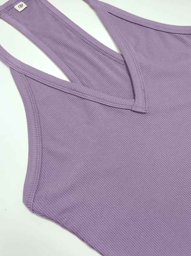 iGENJUN Workout Tops for Women Racerback Basic Tank Summer 2025 Camisole V Neck Slim Fit Ribbed Sleeveless-FlexoryFit
