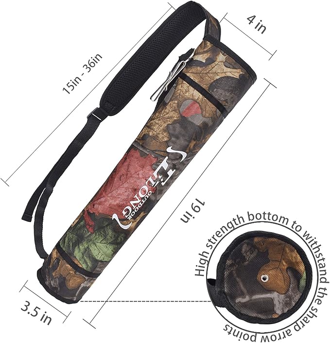 YLS Archery Hip and Back Quiver for Arrows - Black Arrow Quiver for Kids and Adults - Adjustable Arrow Holder with a Padded Strap and Belt Clip - Archery Accessories for Field and Practice