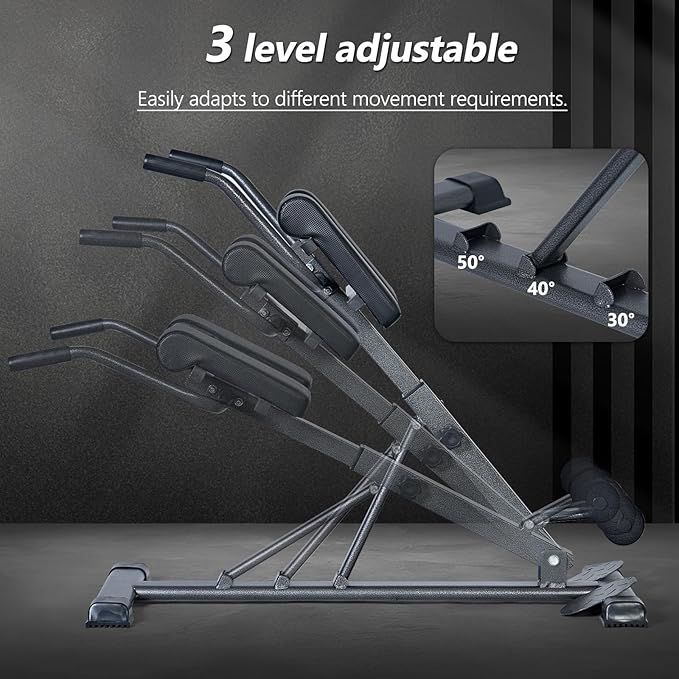 SogesPower Roman Chair Back Extension Machine, Hyperextension Bench for Hamstring,Adjustable and Foldable Exercise Equipment for Home Gym
