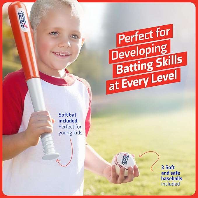 Tee Ball Set for Kids - 4 Year Old Boy Birthday Gift - Baseball Batting Tee for Kids - T Ball Set for Toddlers 3-5, 4-6 - Tball Toys for Ages 3 4 5 6 Year Old Boy - Toddler Outdoor Toys, Baseball Tee