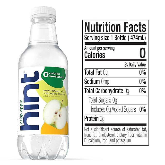 Hint Fruit-Infused Bottled Water, Crisp Apple - Sugar Free Flavored Water with Zero Calories, Naturally Flavored, and No Artificial Sweeteners - 16 Fl Oz (Pack of 12)-FlexoryFit