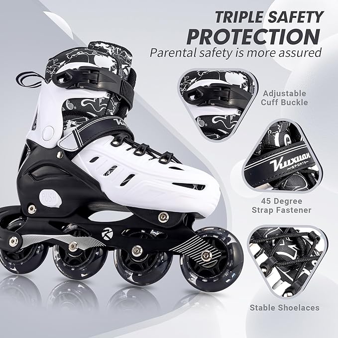 Inline Skates for Kids and Adult, Adjustable Fun Illuminating Skates for Girls, Boys, Women and Men Outdoor and Indoor, Beginner-FlexoryFit