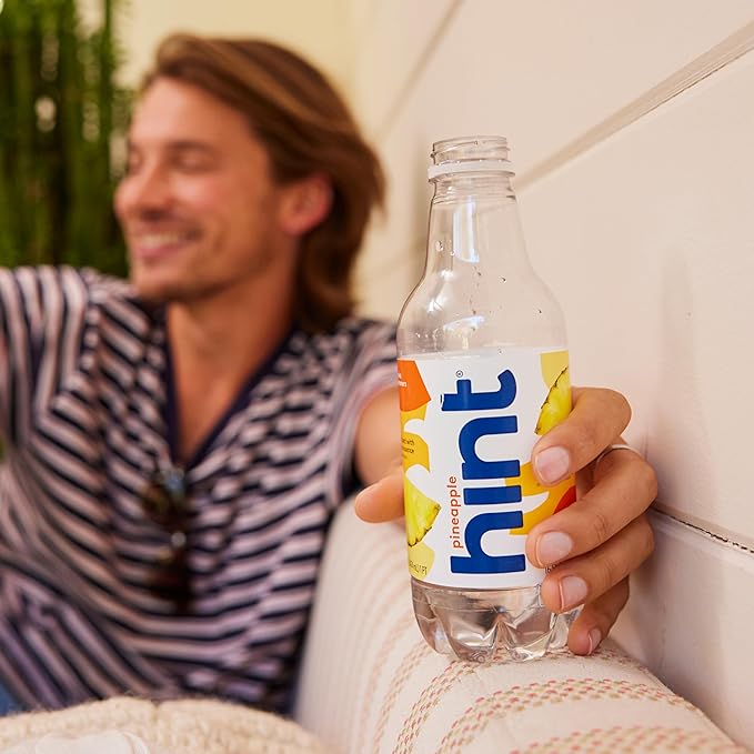 Hint Water Pineapple, Pure Water Infused with Pineapple, Zero Sugar, Zero Calories, Zero Sweeteners, Zero Preservatives, Zero Artificial Flavors, 16 Fl Oz (Pack of 12)-FlexoryFit