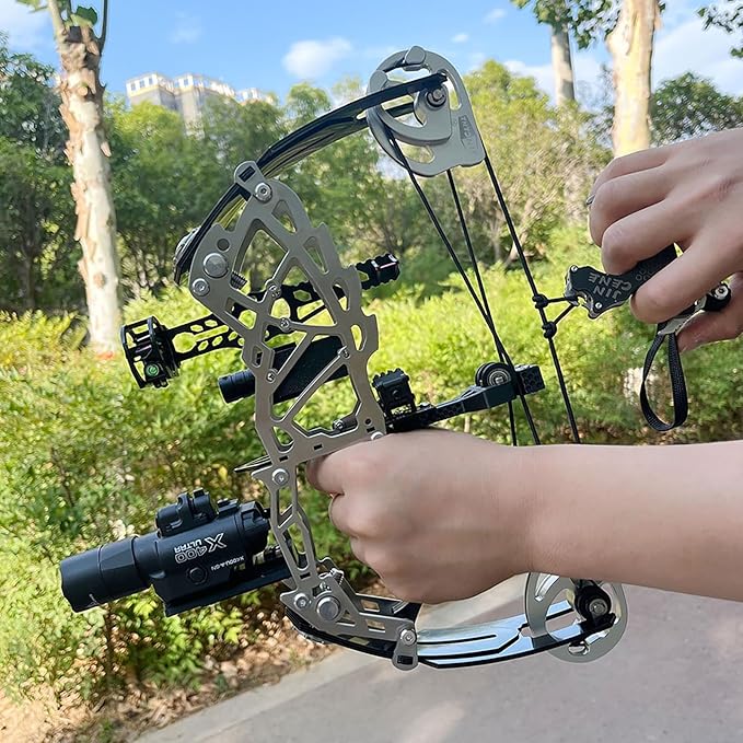 Short Axle Compound Bow Hunting Package Adjustable Draw Weight 15-32 Lbs No Bow Press Needed Includes 8 Carbon Arrows, Wrist Release & Sight Left/Right Hand (Short Shaft Type 1)