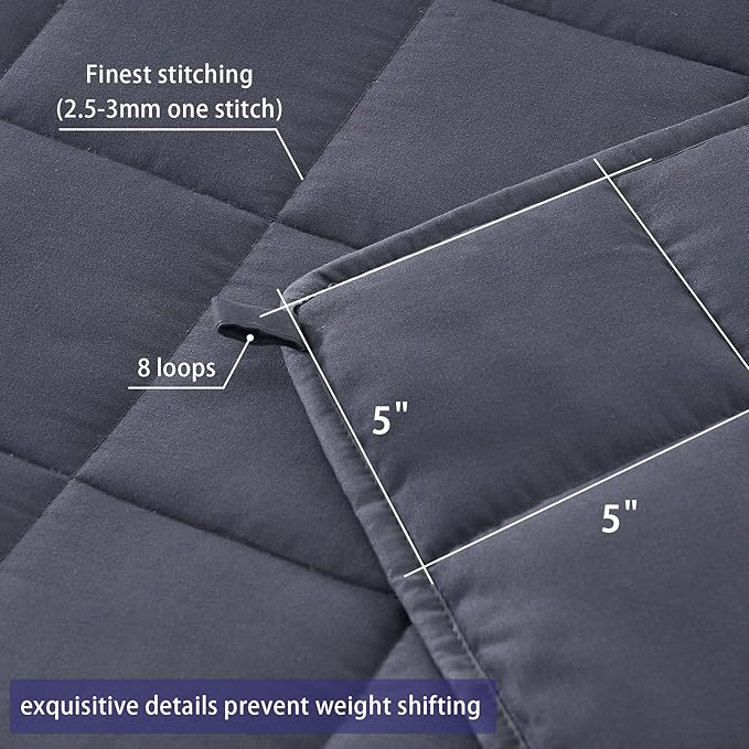 yescool Weighted Blanket for Adults (20 lbs, 60โ x 80โ, Grey) Cooling Heavy Blanket for Sleeping Perfect for 190-210 lbs, Queen Size Breathable Blanket with Premium Glass Bead, Machine Washable