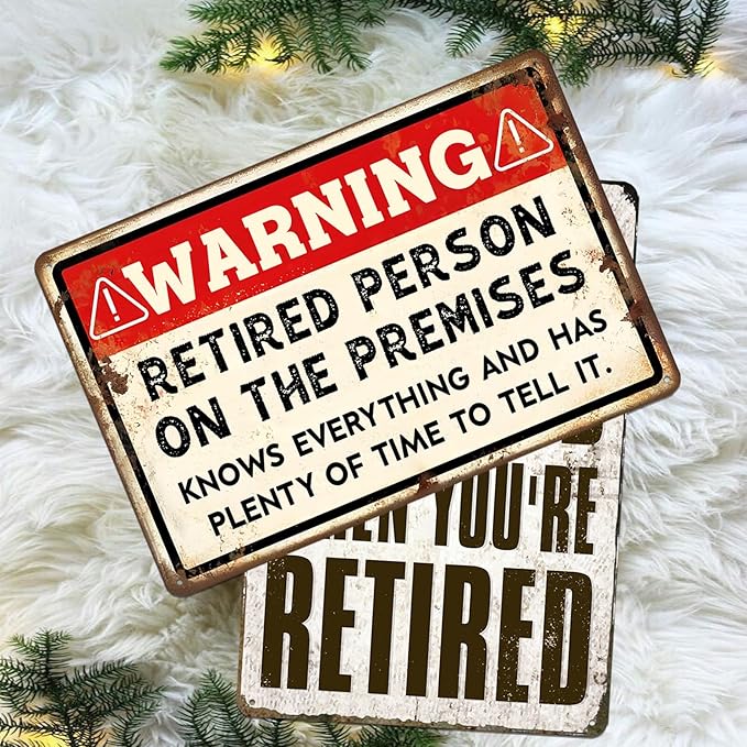Funny Retirement Sign, Retired Gifts for Men - Happy Retirement Party Decorations for Women, Vintage Retirees Patio Metal Tin Signs Yard Door Frame Decor 8x12 Inch-FlexoryFit