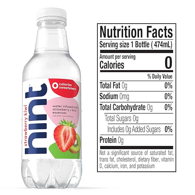 Hint Fruit-Infused Bottled Water, Strawberry Kiwi - Sugar Free Flavored Water with Zero Calories, Naturally Flavored, and No Artificial Sweeteners - 16 Fl Oz (Pack of 12)-FlexoryFit