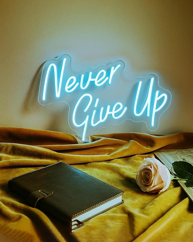 YIKBIK NEVER GIVE UPLED Neon Sign for Wall Decor,Neon Lights Party Decorations, USB Powered Switch Neon Lights lighting adjustable for Office Room, Gym Room, Man Cave, Gamer Room-FlexoryFit
