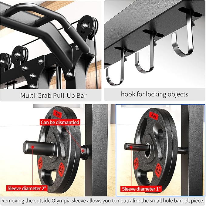 Power Cage,1600lbs Multi-Function Power Rack with Adjustable Cable Crossover System and More Training Attachment, Weight Cage for Home Gym-FlexoryFit