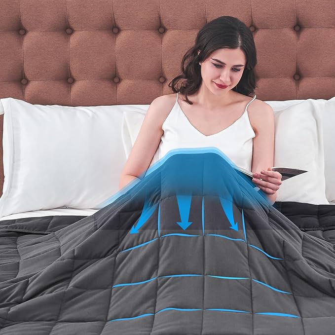 yescool Weighted Blanket for Adults (20 lbs, 60โ x 80โ, Grey) Cooling Heavy Blanket for Sleeping Perfect for 190-210 lbs, Queen Size Breathable Blanket with Premium Glass Bead, Machine Washable