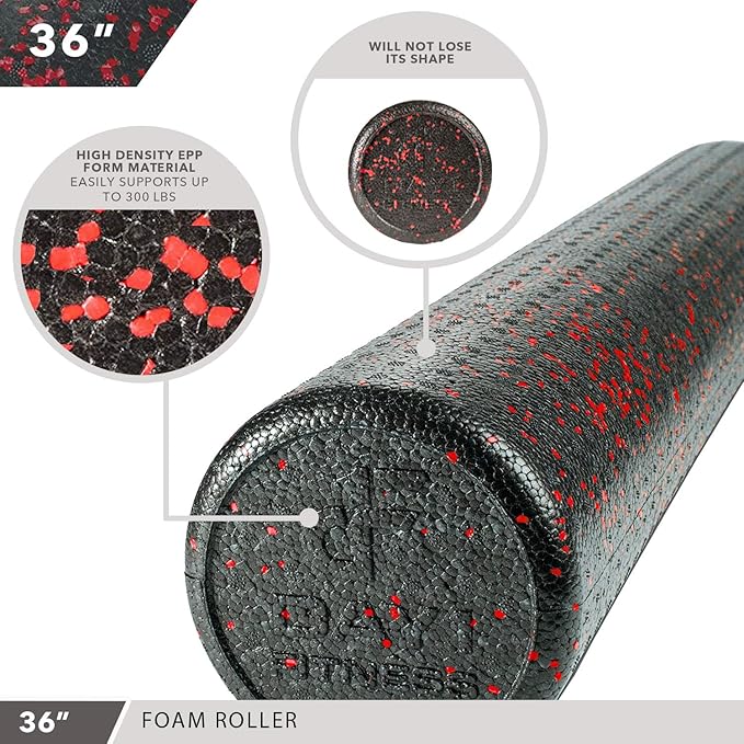 High-Density Round Foam Rollers - 4 Size and 8 Color Options - Massage Rollers for Stretching, Deep Tissue and Myofascial Release-FlexoryFit