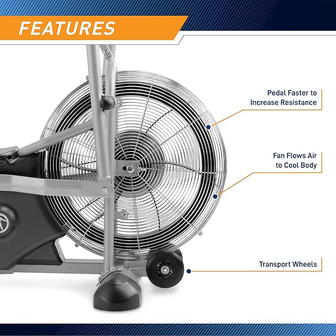 Marcy Air-Resistance Exercise Fan Bike With Dual Acction Handlebars-FlexoryFit