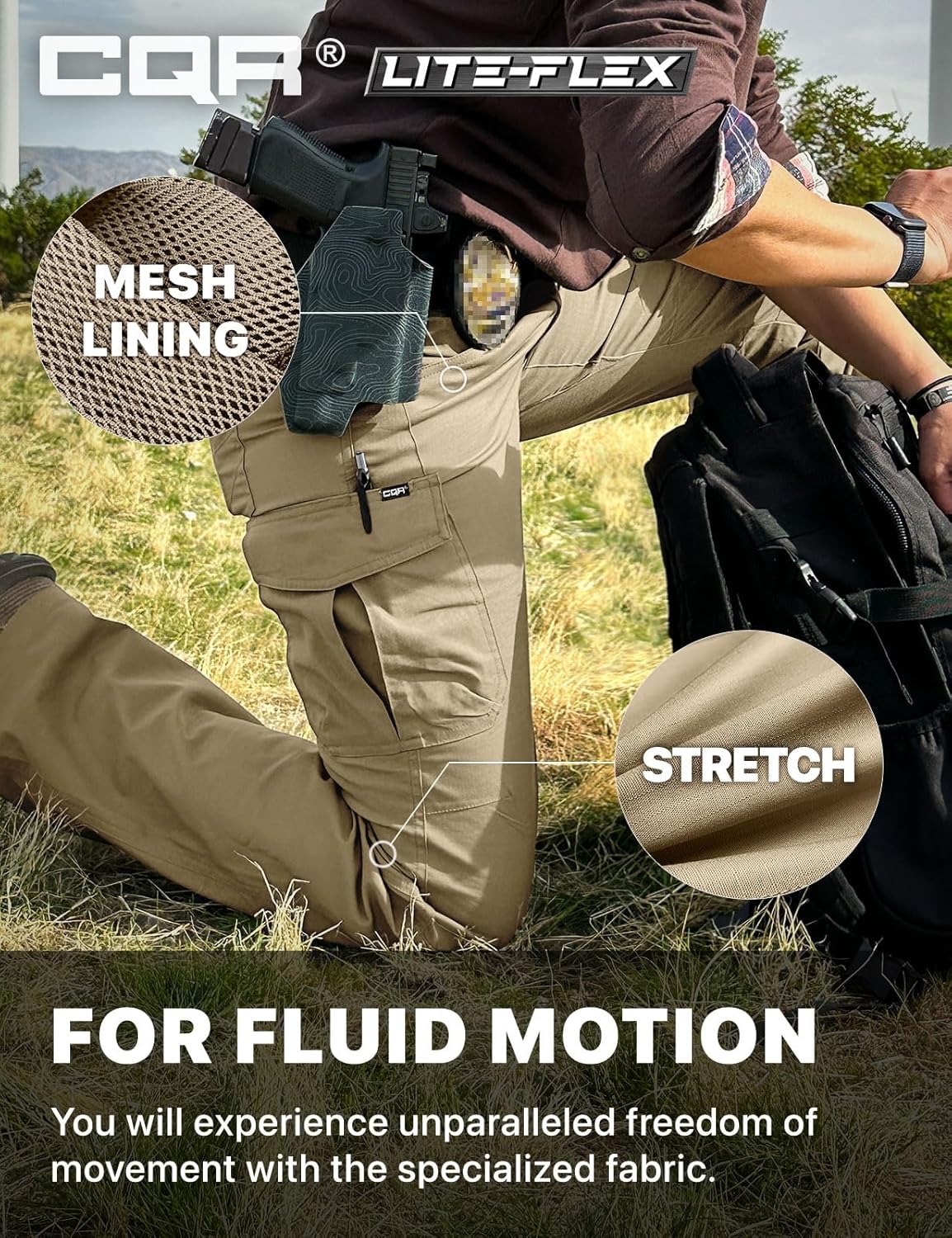 CQR Women's Flex Stretch Tactical Pants, Water Resistant Ripstop Cargo Work Pants with Pockets for Outdoor & Hiking