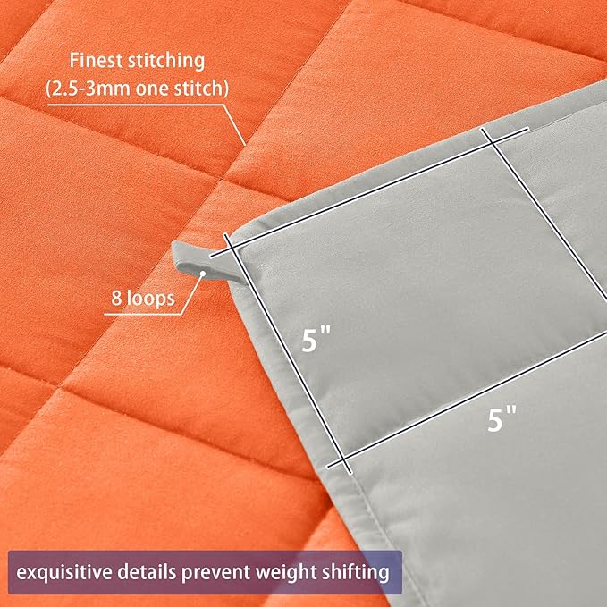 King Size Weighted Blanket for Adults (30 lbs, 80โ x 87โ, Orang) Cooling Heavy Blanket for Sleeping Perfect for 290-310 lbs, Breathable Blanket for Adults & Couple All Season, Machine Washable
