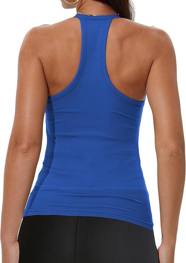 iGENJUN Workout Tops for Women Racerback Basic Tank Summer 2025 Camisole V Neck Slim Fit Ribbed Sleeveless-FlexoryFit