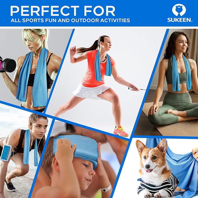 Sukeen Cooling Towel,Instant Evaporative Cooling for Sports,Yoga,Golf,Gym,Neck,Workout and More(40”x 12”)-FlexoryFit