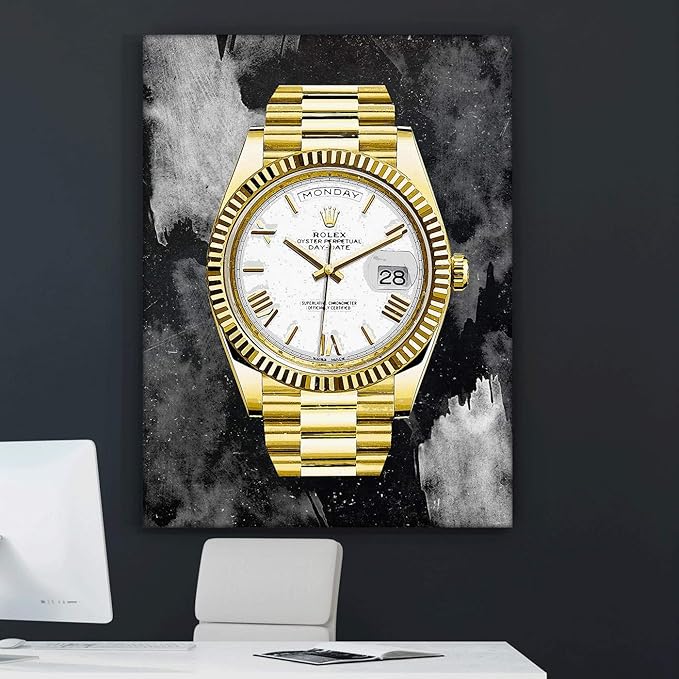 SuccessHunters Luxury Gold Watch Canvas Print Office Wall Decoration Home Decor Modern Art Prints Inspiration Motivation Inspire Entrepreneur Quote Inspirational Motivational House Decal (40" x 30")