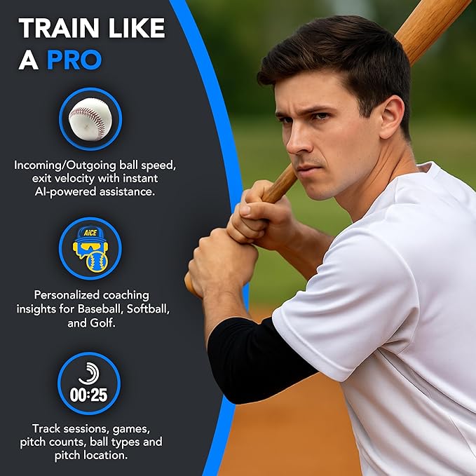 TAG One Sports Radar (120 Ft Range) – AI-Powered Radar Speed Gun with Real-Time Coaching Feedback – Bluetooth Speed Training Device for Baseball, Softball & Golf with App Integration