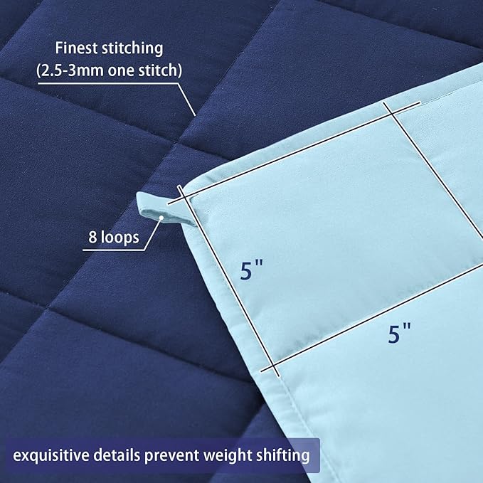 King Size Weighted Blanket for Adults (30 lbs, 80โ x 87โ, Navy & Blue) Cooling Heavy Blanket for Sleeping Perfect for 290-310 lbs, Breathable Blanket for Adults & Couple All Season, Machine Washable