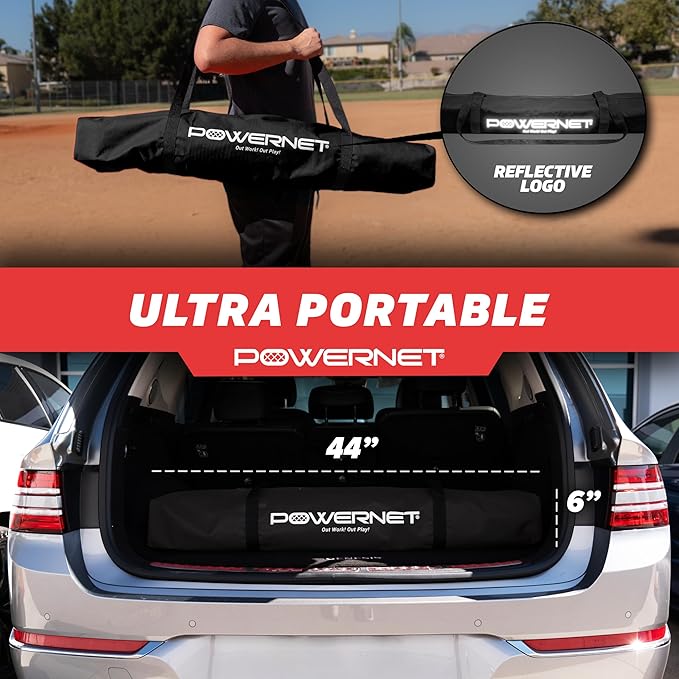 PowerNet Baseball Softball Practice Net 7x7 with Baseball Accessories for Practice Pitching, Batting & Fielding, Ball Caddy, Weighted Baseballs, Tee
