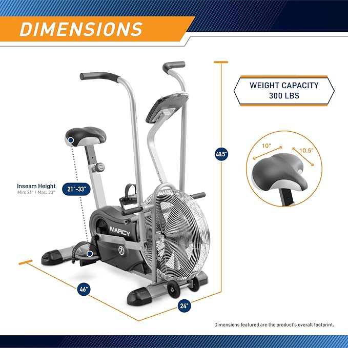 Marcy Air-Resistance Exercise Fan Bike With Dual Acction Handlebars-FlexoryFit