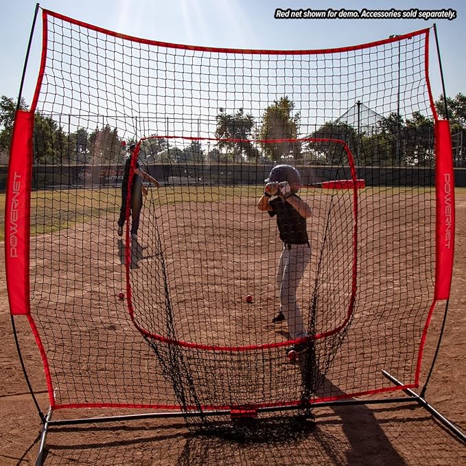 PowerNet Baseball Softball Practice Net 7x7 with Baseball Accessories for Practice Pitching, Batting & Fielding, Ball Caddy, Weighted Baseballs, Tee