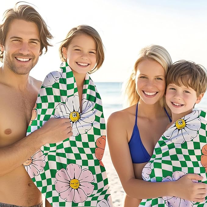 JML Personalized Beach Towel with Name, Custom Flower Beach Towel, Customized Microfiber Pool Towel, Quick Dry & Absorbent Swim Towel for Adult,Mother's Day, Birthday, Summer Holiday,Vacation-FlexoryFit
