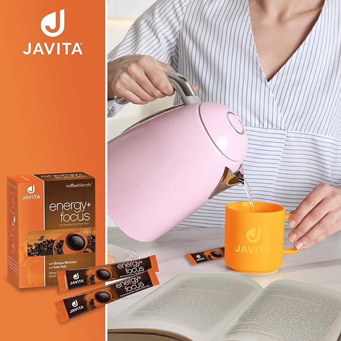 Javita Energy + Focus Instant Coffee Packets, 100% South American Arabica & Robusta Blend, plus Herbs for Clarity, Energy, & Focus, Keto, Dieters Drink, 3 boxes of 24 (4.2g) sticks-FlexoryFit