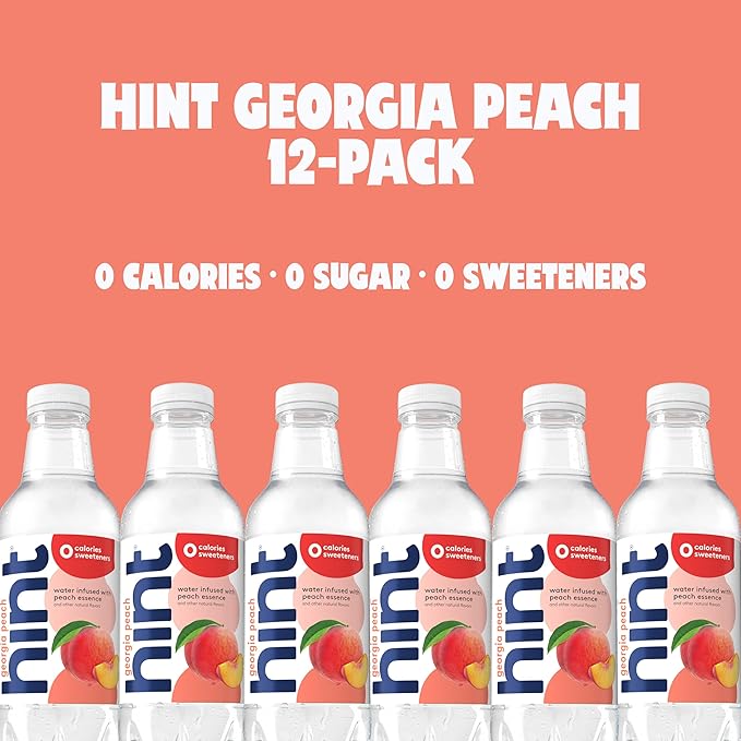 Hint Fruit-Infused Bottled Water, Georgia Peach - Sugar Free Flavored Water with Zero Calories, Naturally Flavored, and No Artificial Sweeteners - 16 Fl Oz (Pack of 12)-FlexoryFit