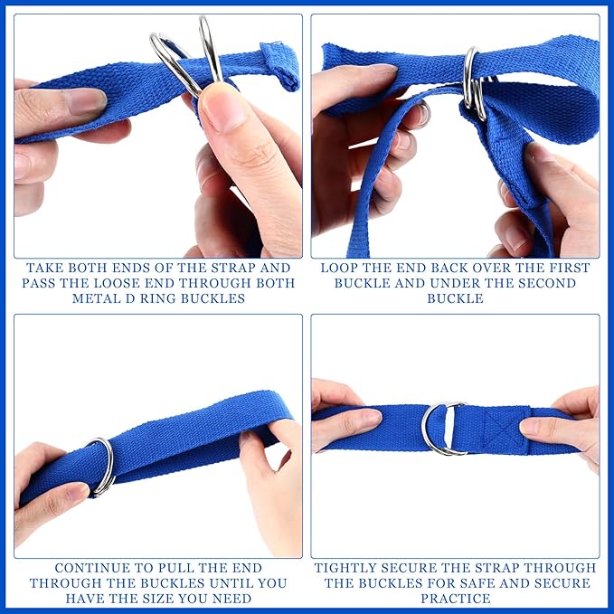6 Pcs Yoga Strap for Stretching 8 Ft Yoga Exercise Adjustable Straps Bands with Safe Adjustable D Ring Buckle for Pilates Gym Workouts Fitness Improves Sitting Posture-FlexoryFit