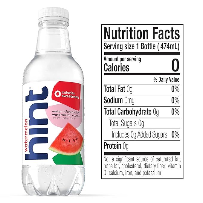 Hint Fruit-Infused Bottled Water, Watermelon - Sugar Free Flavored Water with Zero Calories, Naturally Flavored, and No Artificial Sweeteners - 16 Fl Oz (Pack of 12)-FlexoryFit
