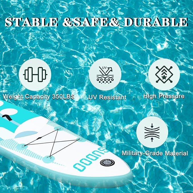 Inflatable Stand Up Paddle Board 10โx30โโ- Ultra-Light SUP with Backpack, Pump, Paddle, Coil Leash, 3 Fins, Repair Kit, Stable Design, Non-Slip EVA Deck for Adults & Youth