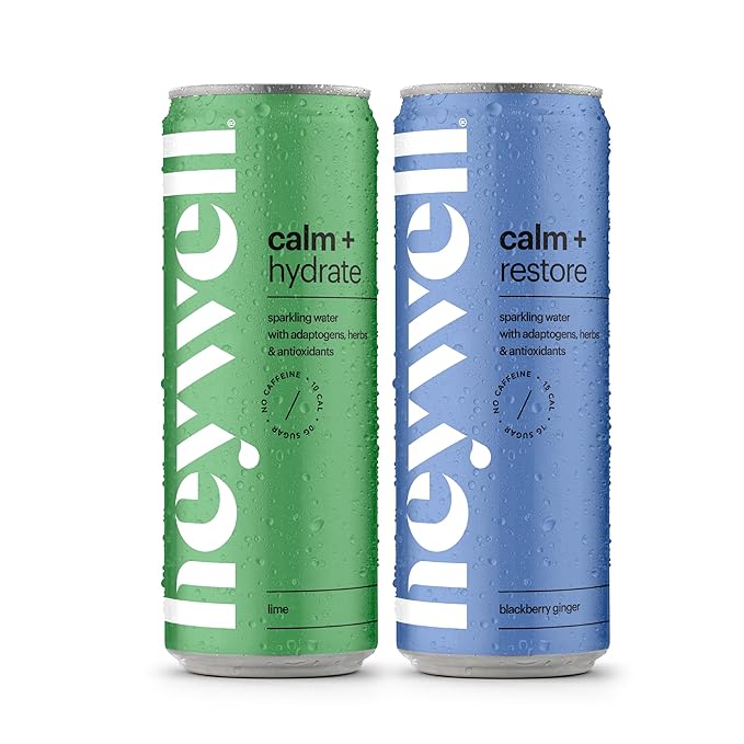Heywell Sparkling Adaptogenic, Calm Variety Pack, 12 Fluid Ounce (Pack of 12) - Organic, Non GMO, Vegan, Gluten Free, Dairy Free-FlexoryFit