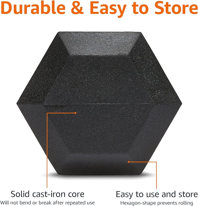 Amazon Basics Rubber Hex Dumbbell Hand Weight-FlexoryFit