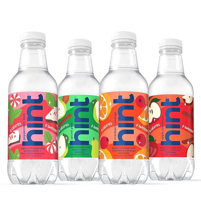 Hint Fruit-Infused Bottled Water, Winter Variety Pack - Sugar Free Flavored Water with Zero Calories, Naturally Flavored, and No Artificial Sweeteners - 16 Fl Oz (Pack of 12)-FlexoryFit