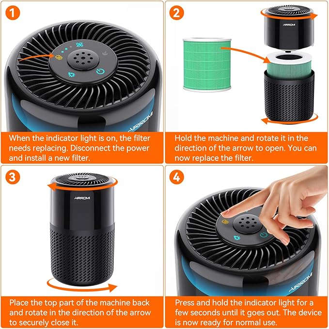 AIRROMI A2005 HEPA Air Purifier Replacement Filter, 3-In-1 Original Filter, Remove 99.97% of 0.3 Micron Particle 1 Pack (Green)