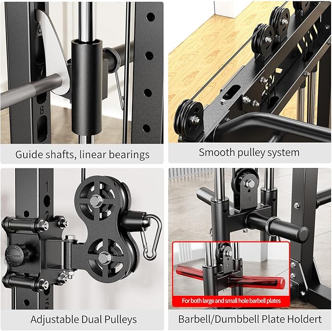 Power Cage,1600lbs Multi-Function Power Rack with Adjustable Cable Crossover System and More Training Attachment, Weight Cage for Home Gym-FlexoryFit