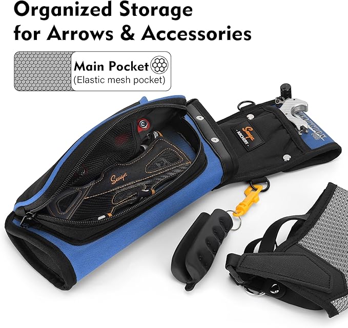 SUNYA X510 Field & Competition Hip Arrow Quiver | 3-Slot Noise-Free Archery Quiver with Sturdy Storage System (42x18cm)