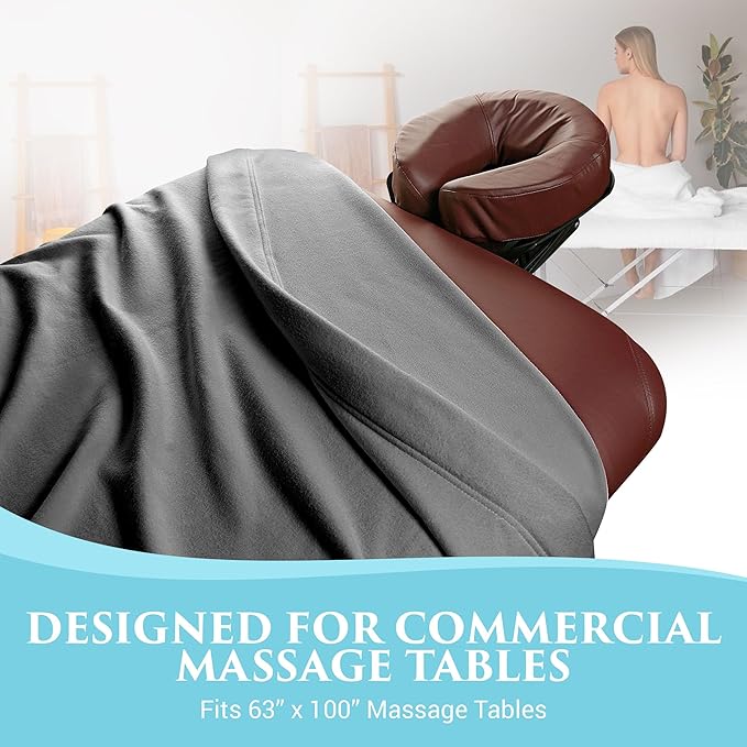 NRG Polar Fleece Blankets Fleece Massage Table Blanket - 60" x 86" - Grey - Ultra Soft, Warm & Comfortable - Lightweight Blanket Perfect for Most Massage Tables - Machine Washable