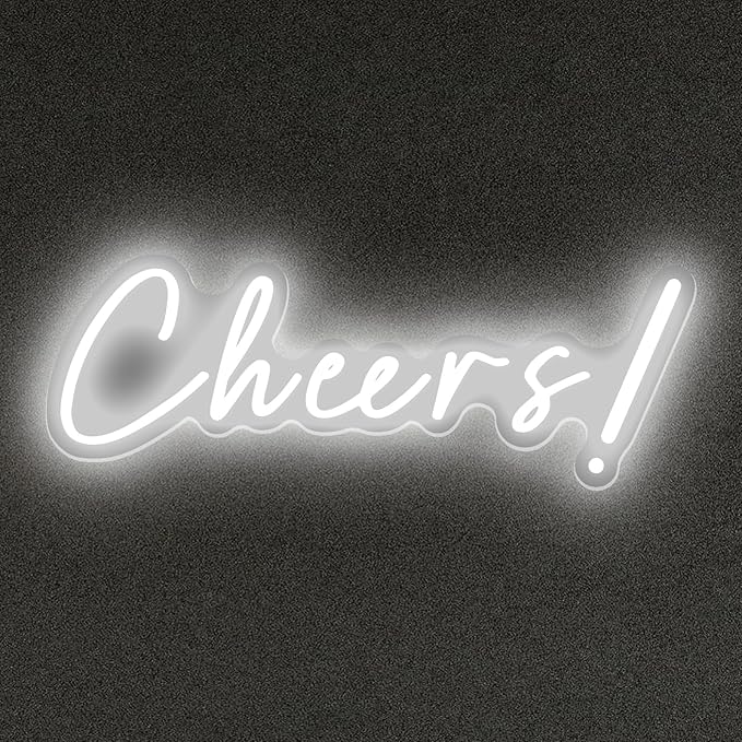 Cheers Neon Signs Cheer Sign for Bar Light Sign for Wall Decor USB Powered Neon Sign for Bar Club Gaming Room Home Birthday Party Decor Sign Gift White (18.5 * 6.69in)-FlexoryFit