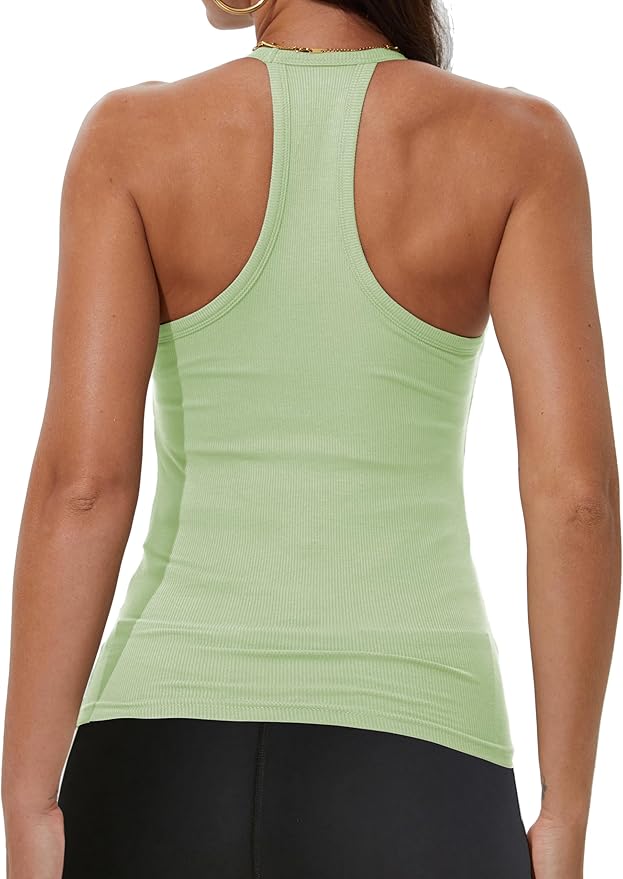 iGENJUN Workout Tops for Women Racerback Basic Tank Summer 2025 Camisole V Neck Slim Fit Ribbed Sleeveless-FlexoryFit