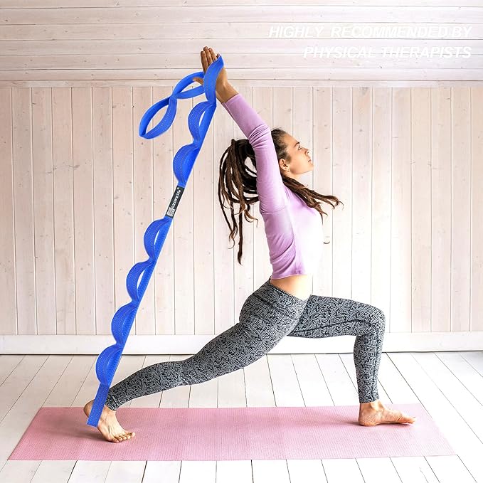 Premium Durable Stretch Straps with Loops, Stretching Strap for Physical Therapy, Multi-Loop Yoga Strap Fitness Exercise Strap for Yoga, Pilates, Dance, Flexibility&Exercise-FlexoryFit