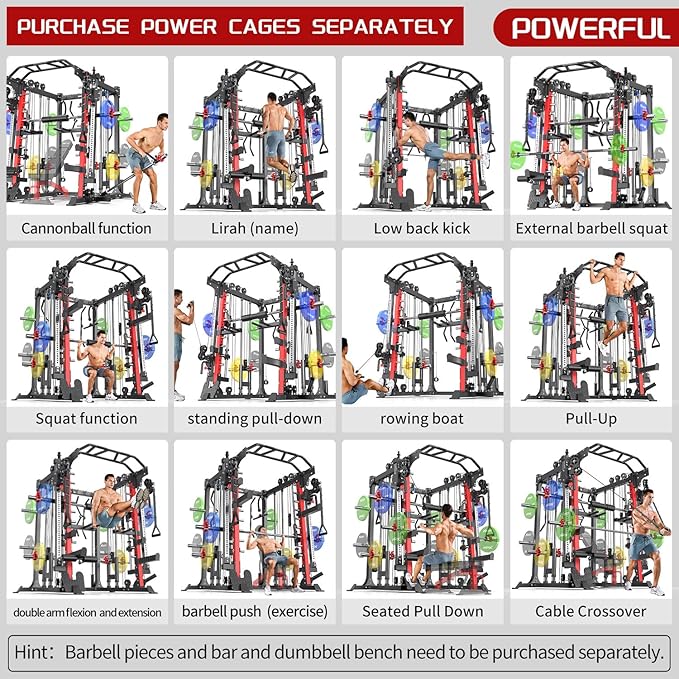 Power Cage,1600lbs Multi-Function Power Rack with Adjustable Cable Crossover System and More Training Attachment, Weight Cage for Home Gym-FlexoryFit