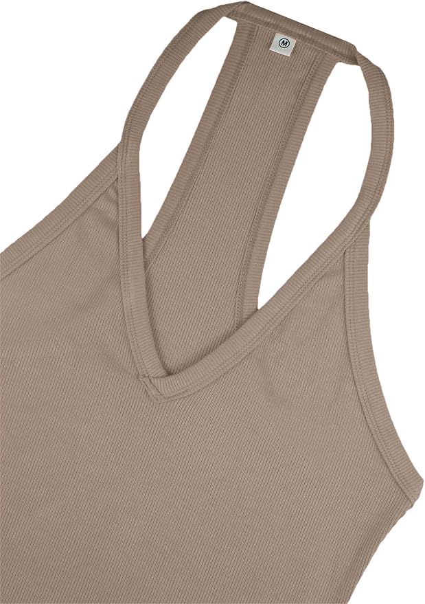 iGENJUN Workout Tops for Women Racerback Basic Tank Summer 2025 Camisole V Neck Slim Fit Ribbed Sleeveless-FlexoryFit
